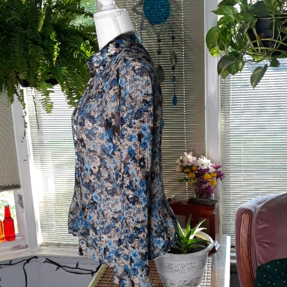 APT 9 floral patterned buttondown ribbed blouse - Picture 2 of 10